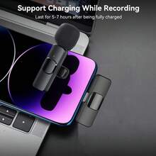 Microphone cài áo không dây | Di động, cắm là dùng ngay, tương thích với iPhone, iPad, thiết bị Android, hỗ trợ giao diện Lightning và USB-C, phù hợp cho ghi âm và quay video, phát trực tiếp, vlog. Microphone cài áo không dây này có giao diện USB-C, hỗ trợ chế độ không dây 2.4GHz, pin lithium sạc tích hợp, tương thích với Android và iPad. - màu đen - Xem 7