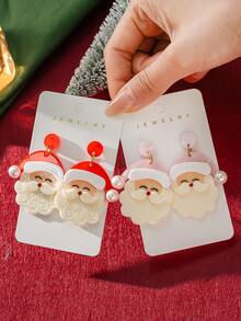 1 Pair Women's Holiday Earrings, Lightweight & Cute Santa Claus Pendant Earrings, Suitable For Parties, Holidays, Christmas Wear And Gifts