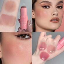 3 种颜色可选腮红棒，自然饱和防水哑光质地适合所有肤色，持久亮泽腮红，情人节礼物