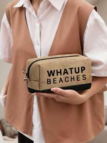 一套女士沙滩手提包，帆布沙滩包，适合婚礼、生日、节日等场合，是送给女性、妈妈、老师、朋友、伴娘、学生、返校季的绝佳礼物，大容量，旅行手提包，适合度假、周末出行，个性化生日礼物，附赠围巾 - 彩色 - 查看 8