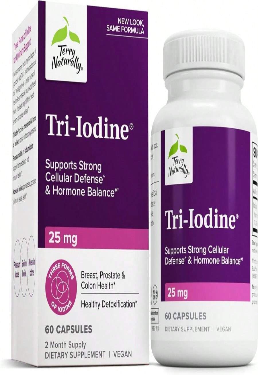 Terry Naturally Tri-Iodine - Dietary Supplement For Breast &Amp; Prostate Health Support - Healthy Thyroid Function Supplement Aid - 25 Mg, 30 Capsules - Flavor NameA - View 1