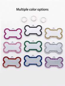 1pc Customized Text Pet Tag, Zinc Alloy Dog Anti-Lost ID Tag With Glitter Pink Circle, Customized Bone Shaped Dog Tag - Engraved For Pet Identification, Essential For Holidays/Parties