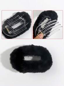 4pcs/2pcs Pinces à cheveux ovales minimalistes en peluche, pinces décontractées pour chignon, accessoires de cheveux polyvalents haut de gamme, automne/hiver, cadeau de vacances, barrette à cheveux, épingle à cheveux - Multicolore - Voir 6