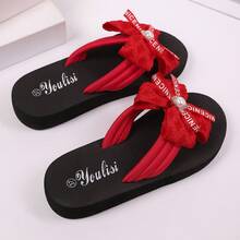 Sandalias de verano con lazo de encaje de moda, con decoración de punta abierta, elementos glamorosos de perlas, regalo perfecto para mujeres y niñas