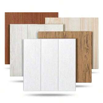 20 件 3D 仿木纹贴纸即剥即贴壁纸 - 可水洗乙烯基墙贴，适用于客厅和卧室装饰，易于粘贴天然木材、白色、浅米色、深棕色、红色方形面板，时尚房间装饰 | 壁纸，自粘式，可直接剥离并粘贴在墙壁上，可自由修剪墙纸墙贴墙面装饰壁纸即剥即贴