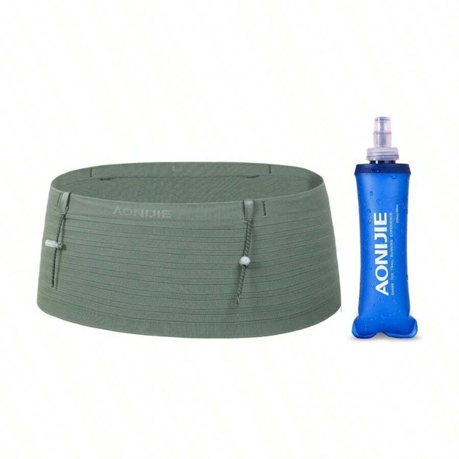 - Cinturn de correr con frasco suave de 250 ml para mujeres y hombres, ligero y antideslizante, color negro, se adapta a todos los tamaos de telfonos, pasaporte y ms, Verde , L, - inicial - Ver 1
