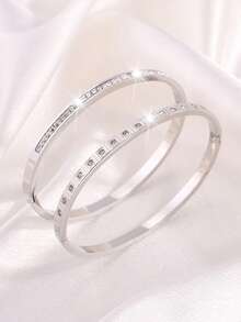 Camhanno Pair Of Exquisite Stylish Stainless Steel Delicate Bangle Bracelets – Ideal For Dating, Party Gathering And Daily Commute Occasions, Wonderful Gift To Show Sophistication - Multicolor - View 12