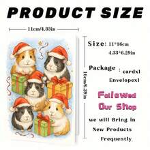 1pc Charming "Christmas Guinea Pigs" Card, Cute Festive Rodent Design, Paper Craft, Ideal For Gifting To Family & Guinea Pig Enthusiasts, Quirky Xmas Keepsake, Envelope Included - Multicolor - View 5