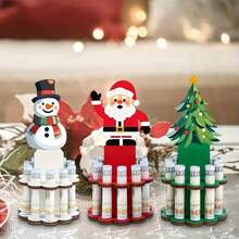 3 PiecesWooden Christmas Money Holder With 10 Holes, Festive Ornament Dispenser For Winter Party Decor – Perfect Gift Idea (Christmas/Valentine's/Thanksgiving) & Accessories, Christmas Decor