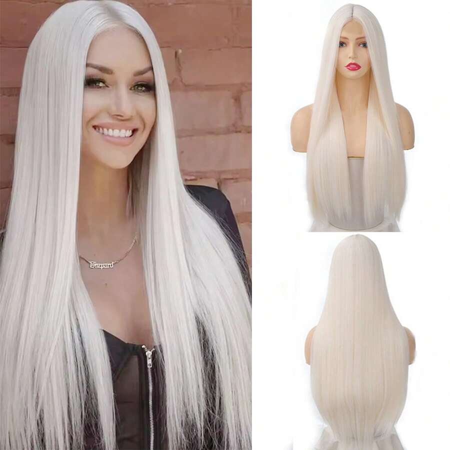 5*0.5 Synthetic Lace Front Wig Long Smooth Straight Edge Lace Front Wig Suitable For Women's Daily Party Use