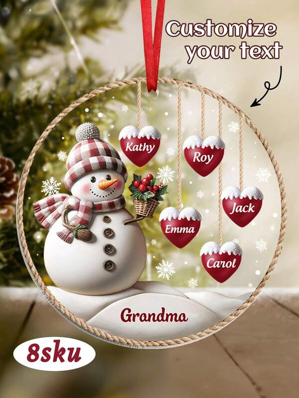 Customize 1-8 Name Christmas Decorations, Personalized Acrylic Snowman Pendants, Christmas Gifts For Family And Friends, And Christmas Tree Decorations, Snowman Christmas Ornament ,Personalized Christmas Tree Ornament,Custom Christmas Tree Decor,Christmas Gift ,Personalized Gifts,Multi-Functional,Durable,Ornamental,Reusable,Exquisite,Stylish,High-Quality,Colorful,Modern,Custom,Personalized,Unique,Ideal Gifts For Him,Ideal Gifts For Her,Boyfriend,Dad,Girlfriend,Mom,Family,Friends,Tea Room,Home,Garden,Office,For Anniversaries,For Valentine's Day,For Mother's Day,For Birthdays,For Father's Day,For Graduation,For Weddings,For Housewarming
