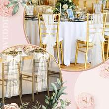 1/5/10/20pcs, 7 X 108 Inch Vintage White Lace Embroidered Chair Sash, Boho Farmhouse Style Bow & Floral Chair Cover, Home Decor, Wedding Supplies, Wedding Venue Decoration, Suitable For Weddings, Bridal Showers, Birthday Parties, Rustic Theme Events, Holiday Parties, All Seasons Chair Sash