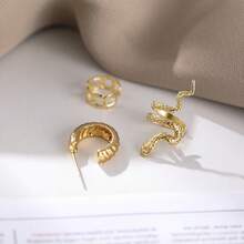3-Piece Snake Chain Ear Cuff Set, No-Piercing Ear Climber Jewelry With Hollow Design,  C-Shaped Clip-On Earrings For Women, Bohemian Statement Ear Accessories