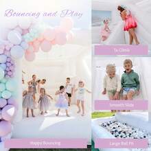 4.5m Backyard Inflatable Castle For Kids & Adults, Commercial PVC White Bounce House (950W Blower), Inflatable Slide And Ball Pit, Wedding Party Decoration, Yard Activities, 4.5 X 4.5 X 3m