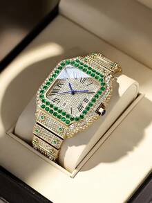 DAYAND NIGHT 2025 New 42mm Full Rhinestone Luxury Quartz Watch, Iced-Out Diamond Watch, Moissanite Roman Watch, Dazzling, Unisex, Business Casual, Fashion Versatile, Waterproof, Popular Model - 22 Colors, Suitable For Party, Banquet, Daily Wear, Gift For Valentine's Day, Anniversary, Birthday - 玫瑰金 - 查看 20