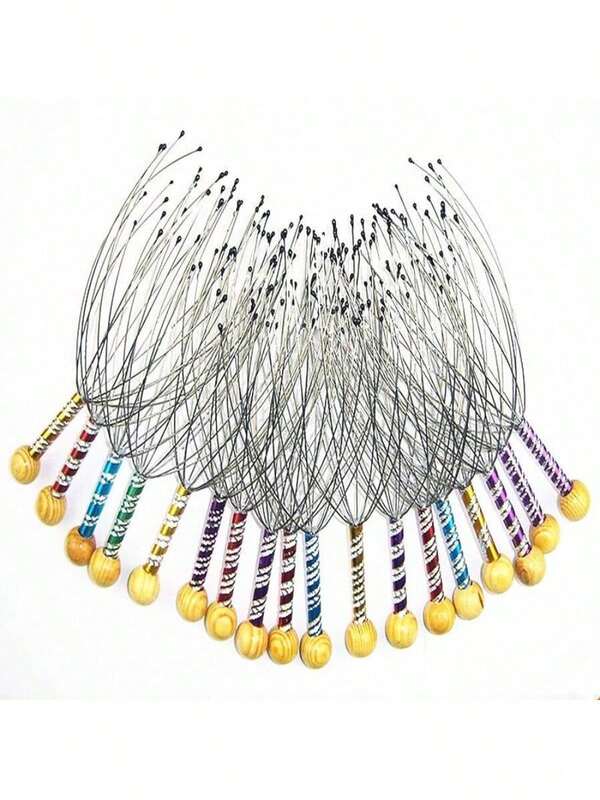 1/3/5/10/20pcs Random Color Engraved Stainless Steel Octopus Head Massager, Brain Relaxation Claw Extractor