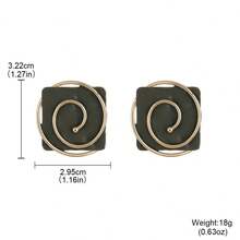 1 Pair Fashionable Colorful Painting Series Spiral Textured Metal Design Earrings, Women's Holiday Gift