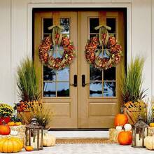 Fall Hydrangea Wreath For Front Door Autumn Garland Thanksgiving Decorations - Multicolor - View 4