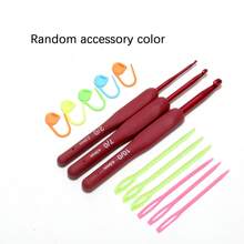 9pcs Crochet Hook Set, Red Crochet Hooks With Soft Grip Handles, Suitable For Beginners And Professionals, Includes Yarn, Knitting Needles, Etc. - Perfect For DIY Crafts, Knitting And Sewing Projects 2.0/2.5/3.0/3.5/4.0/4.5/5.0/5.5/6.0