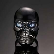 1pc Gothic Punk  Rings For Men , Retro Design With Detailed Teeth & Eye Sockets, Perfect For Halloween & Party Accessories, Halloween Jewelry |   Skull Ring |   Detailed Teeth Design, Skull Accessories - 黑色 - 查看 3