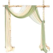 D3 Panel Wedding Arch Draping Fabric Sage Green Chiffon Wedding Backdrop Curtain Sheer Hanging Draping Fabric For Ceremonies Parties Festivals Stage Decorations 30" X 20ft10 - màu xanh lá - Xem 1