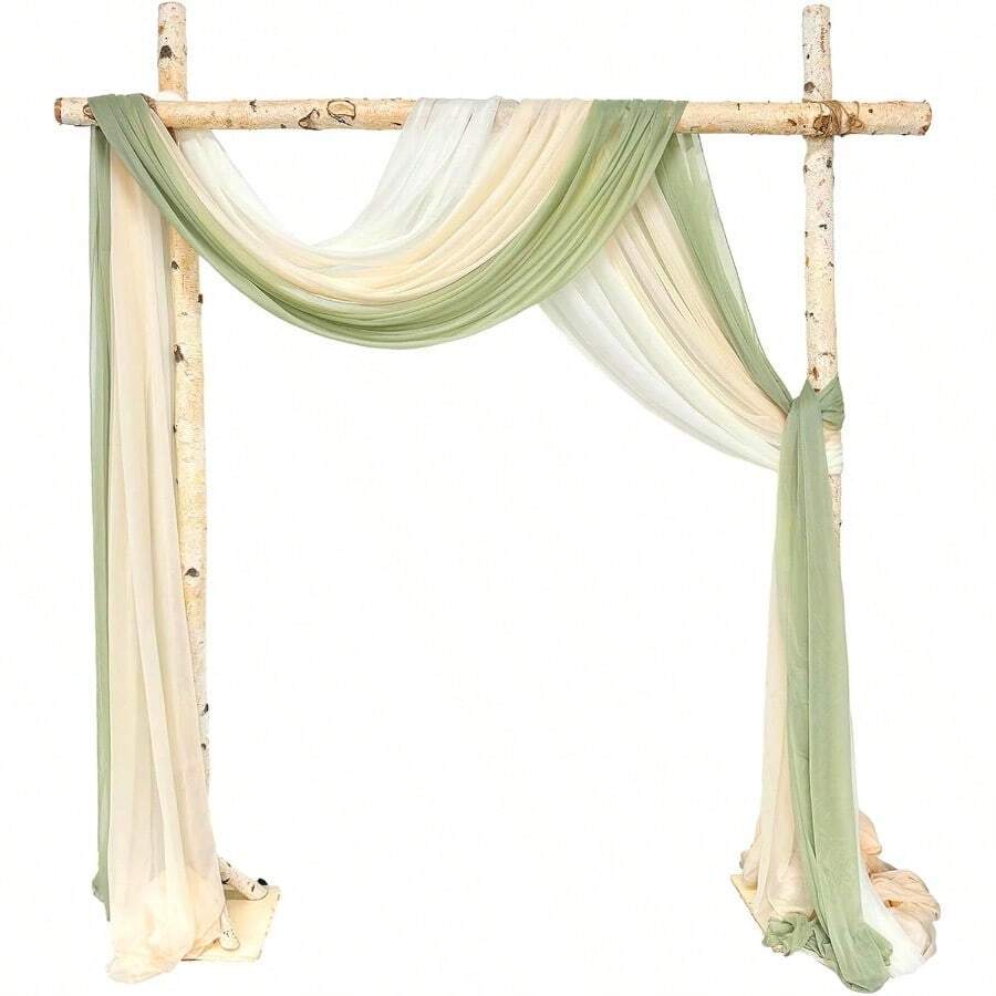 D3 Panel Wedding Arch Draping Fabric Sage Green Chiffon Wedding Backdrop Curtain Sheer Hanging Draping Fabric For Ceremonies Parties Festivals Stage Decorations 30" X 20ft10 - màu xanh lá - Xem 1