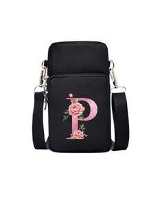 حقيبة كتف لتخزين الهاتف المحمول على شكل قلب فضي مع سحاب أسود، حروف A-Z باللون الوردي المائي، اكسسوارات عصرية ومريحة للأنشطة الخارجية، حقيبة هاتف محمول صغيرة، حقيبة معصم، حقيبة تسوق متقاطعة الجسم، حقيبة تخزين الهاتف المحمول، حقيبة مستحضرات التجميل، حقيبة رياضية متقاطعة الجسم، مناسبة للأصدقاء المهتمين بالرياضة، هدية مثالية للعائلة والأصدقاء