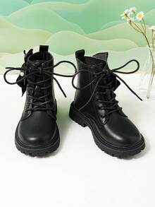 Botas con lazo para niñas, botas cortas para niños, botas para niñas para la escuela y la pasarela, nuevo modelo 2025, botas negras para niños pequeños con suelas antideslizantes, para primavera y otoño