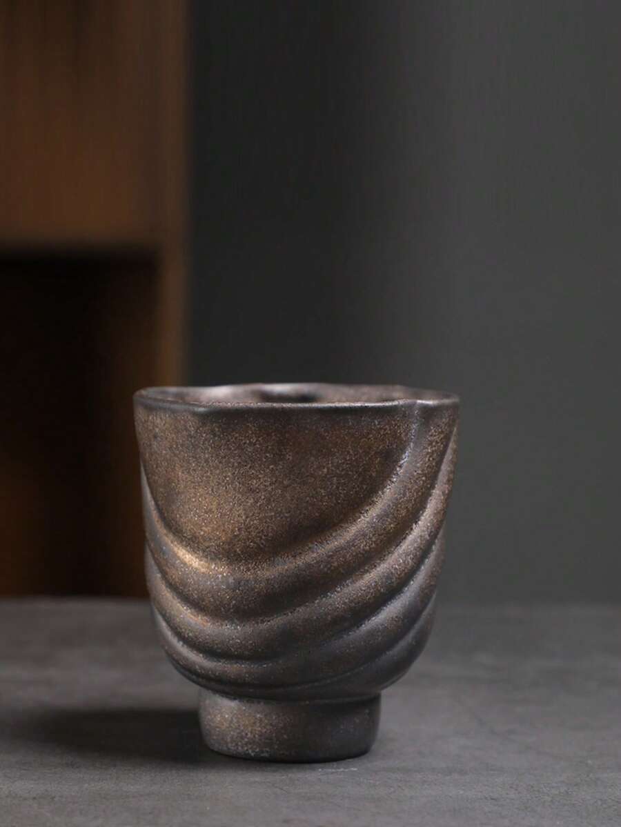 1pc 260ml Household Water Cup, Breakfast Cup, Milk Cup, Oatmeal Cup, Latte Art Cup, Creative Crackle Glaze Cup, Retro Ceramic Mug, Crackle Glaze Mug, Coffee Cup, Couple Cup, Hanging Ear Coffee Cup, Latte Art Cup - Multicolor - View 1