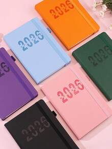 1pc 2026 A5 Calendar Planner, Business Notebook, A5-8.3 Inches X 5.6 Inches, Daily, Monthly, And Weekly Notebooks, Deluxe Deluxe Planner For School Office Schedules (Pink)