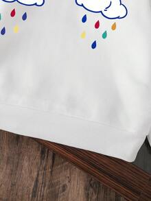 Rainbow Pattern Warm Sweatshirt For Young Girl - White - View 4