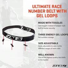 ZONE3 Ultimate Race Number Belt with Gel Loops - black / red + Talla Única - Ver 3