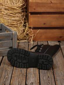 بوت ركوب للنساء بطراز بانك، سميكة الأربطة والسحاب الجانبي، موضة جديدة لخريف/شتاء