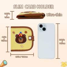 可爱卡通熊钱包，带可拆卸零钱包、卡槽和双钞位，实用百搭，大容量硬币收纳空间，多层设计 - 彩色 - 查看 4