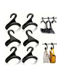 Gancho de percha arqueado, perchero para bolsos y carteras, para armario y almacenamiento colgante, soporte de plástico para mochilas, carteras y bolsos (Negro) - Negro - Ver 2