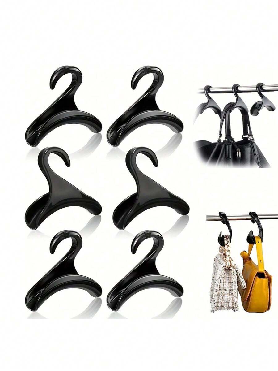 Gancho de percha arqueado, perchero para bolsos y carteras, para armario y almacenamiento colgante, soporte de plástico para mochilas, carteras y bolsos (Negro)