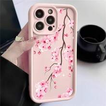 Cherry Blossom Branch Pattern Design, Pink Cute Mobile Phone Case, Suitable For IPhone16 15 14 13 12 11, Pro Max Plus Mini X Xsman And Galaxy S25/S25Plus/S25Ultra/S24/S24Ultra/S24FE/S23/S23Ultra/S22/S22Ultra And Other  Mobile Phones - Hồng - Xem 4