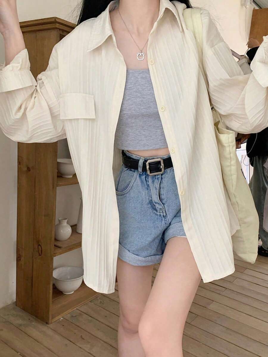 时尚长袖防晒衫，独特又与众不同 - 杏色 - 查看 1