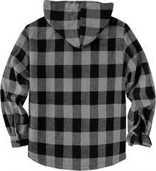 Mens Flannel Hooded Jacket Sherpa Lined Zip Up Hoodies For Men Plaid Shirt Jackets Warm Thick Fleece Coat With Pocket