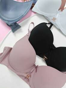 Miss Miriam, Paquete de 3 Sujetadores Copa B, Colores Cálidos, Suaves, Cómodos, Ajustables, Pus Up Discreto - Multicolor - Ver 2