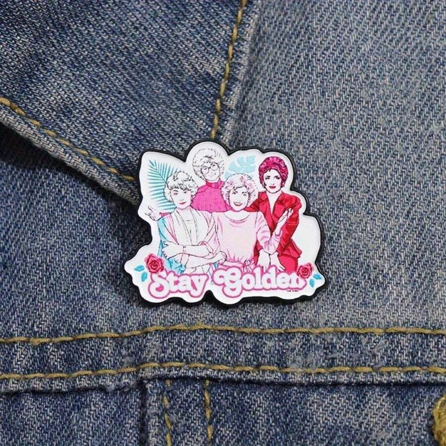 1 Piece Stay Golden Enamel Pin – A Retro-Inspired 1980s-Themed Metal Lapel Badge Featuring "The Golden Girls" Motif, Suitable As A Fashion Accessory For Clothing Or Backpacks And An Ideal Jewelry Gift For Women