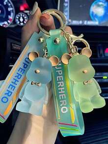 1 件休闲酷炫机械泰迪熊钥匙扣，个性化汽车钥匙圈，卡通 3D 小雕像包饰汽车配件学校可爱哥特 Y2k