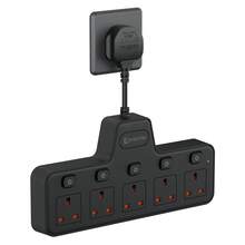 2500W壁挂电源插座，PC材质，独立开关控制，5个AC插座，适用于客厅、厨房、办公室、卧室，黑/白 - 英規插(220-240V) - 查看 11