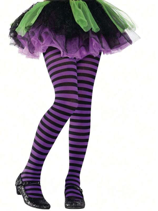 1 Paar Damen Große Größen gestreifte Strumpfhose | hautglättende und festliche Leggings für Halloween- und Weihnachtspartys