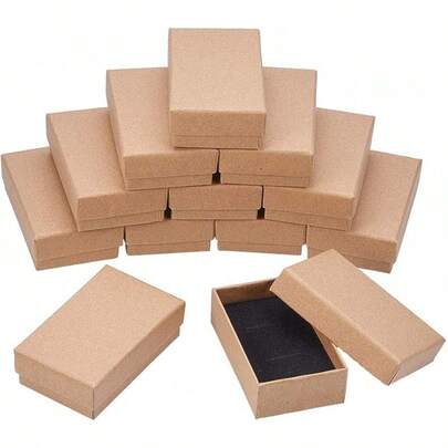 NBEADS 24 Pcs Cardboard Jewelry Boxes, 8x5x2.5cm Jewellery Gift Boxes With Lid Cardboard Jewelry Set Box Gift Boxes For Jewellery Packaging Necklace Ring Earrings Display Christmas