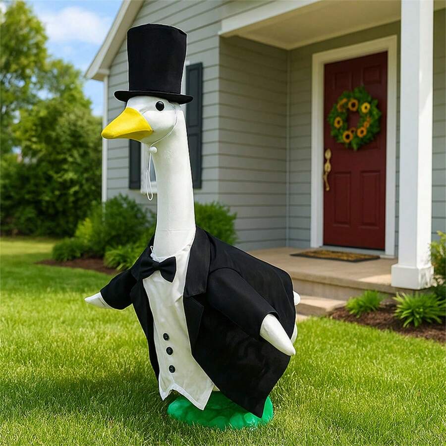 Wedding Goose Outfits Lawn Goose Couple Costume With Headwear For Garden Goose Outdoor Decoration - 黑色 - 查看 1