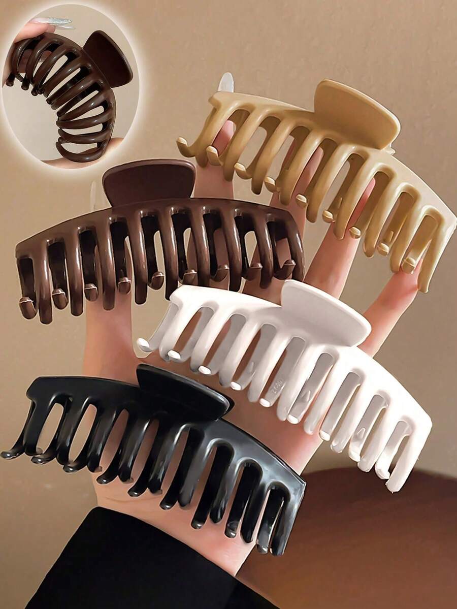 4个/1个纯色软硅胶龙爪发夹,高端防摔不易断,适合日常佩戴,送朋友礼物,新款个性发饰,女士发夹,时尚发爪,休闲发饰 - 彩色 - 查看 1