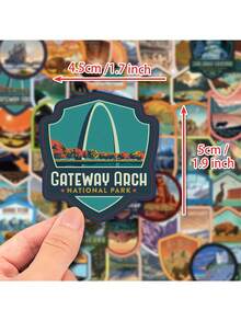 61 件国家公园和纪念碑贴纸套装 - 耐用乙烯基、自粘和防水贴花，具有鲜艳、细致的设计 - 非常适合笔记本电脑、瓶子、汽车、剪贴簿 - 彩色 - 查看 3