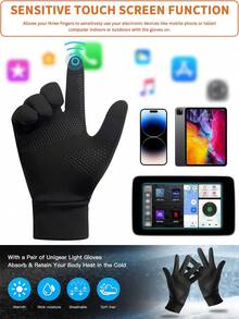 Găng tay mùa đông unisex, găng tay trượt tuyết có lớp lót giữ ấm, găng tay cảm ứng giữ ấm phù hợp cho chạy bộ, đạp xe, leo núi, lái xe, đi bộ, đánh máy, môi trường làm việc lạnh, thể thao, bóng đá, bắn súng, chơi game và nhiều hoạt động khác. - 1 cặp - Xem 3