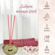[Popular Choice] 21/51/101pcs High Quality Incense Sticks - Cherry Blossom Scent, Suitable For Meditation/Hotel Sleep/Bath/Deodorizing - Rose Red - View 4